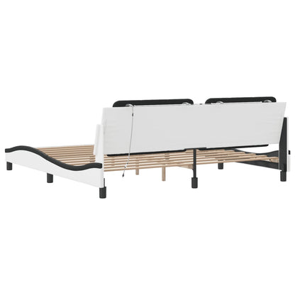 Giroletto con LED senza Materasso Zadar Bianco e Nero 200x200 cm | homemem39