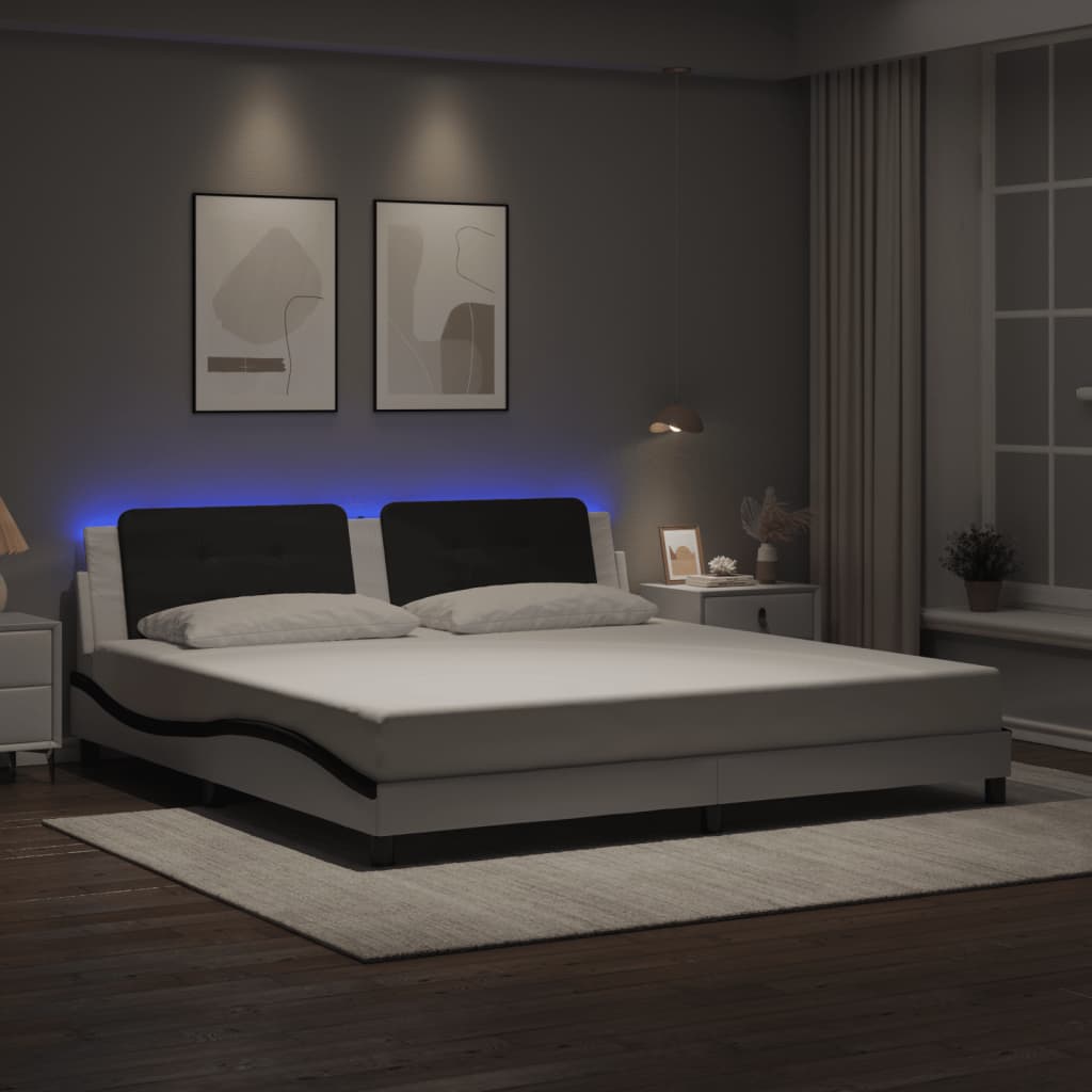 Giroletto con LED senza Materasso Zadar Bianco e Nero 200x200 cm