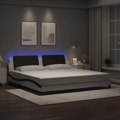 Giroletto con LED senza Materasso Zadar Bianco e Nero 200x200 cm