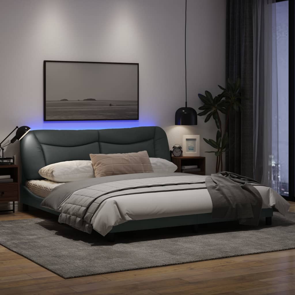 Giroletto con Luci LED Grigio Scuro 180x200cm Tessuto (solo AU)