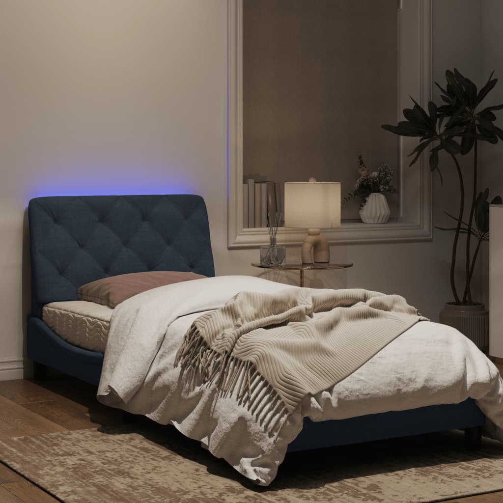 Bedframe with LED Light Dark Gray 90x190 cm in Velvet