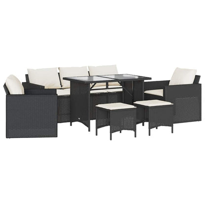 Set Divano da Giardino 6 pz con Cuscini Nero in Polyrattan | homemem39