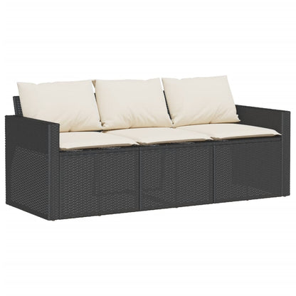 Set Divano da Giardino 6 pz con Cuscini Nero in Polyrattan - homemem39