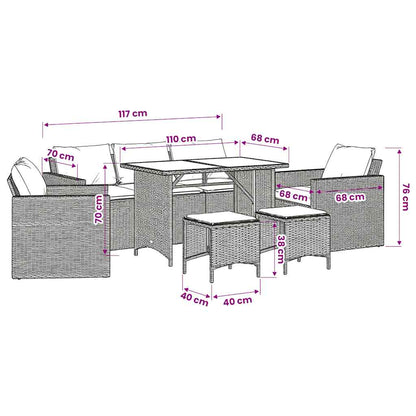 Set Divano da Giardino 6 pz con Cuscini Nero in Polyrattan | homemem39