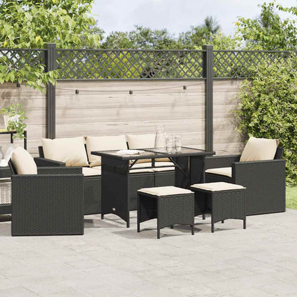 Set Divano da Giardino 6 pz con Cuscini Nero in Polyrattan | homemem39