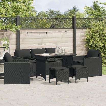 Set Divano da Giardino 6 pz con Cuscini Nero in Polyrattan - homemem39