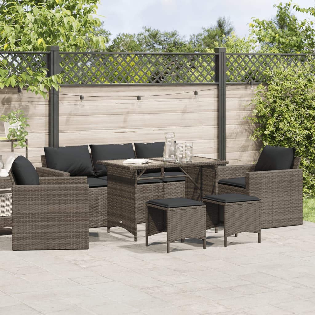 Set Divano da Giardino 6 pz con Cuscini Grigio in Polyrattan - homemem39