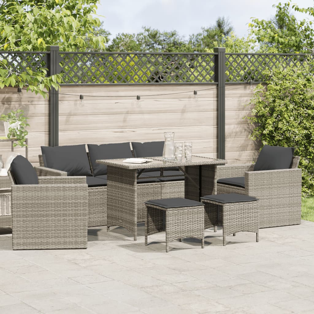 Set Divano da Giardino 6pz con Cuscini Grigio Chiaro Polyrattan - homemem39