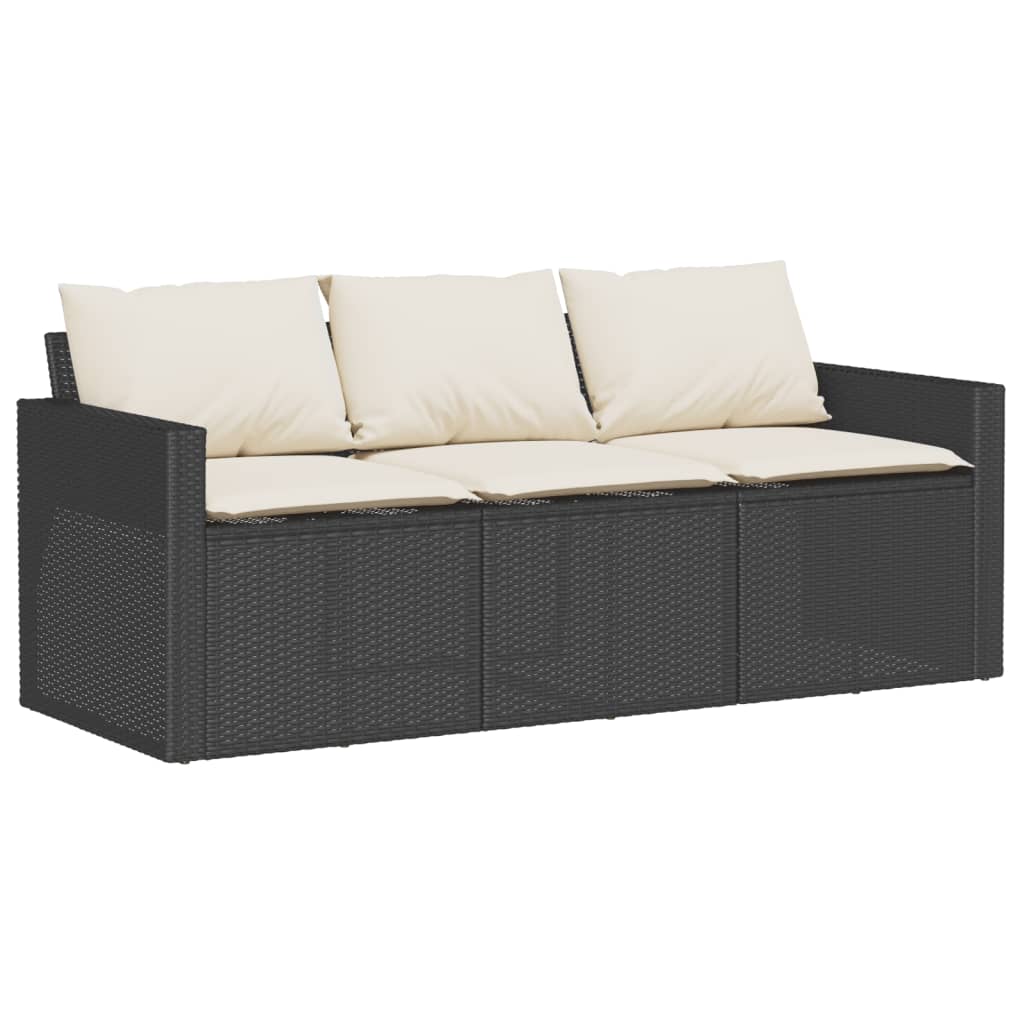 Set Divano da Giardino 6 pz con Cuscini Nero in Polyrattan - homemem39