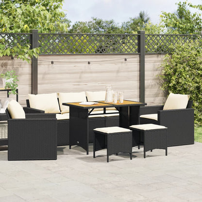 Set Divano da Giardino 6 pz con Cuscini Nero in Polyrattan - homemem39