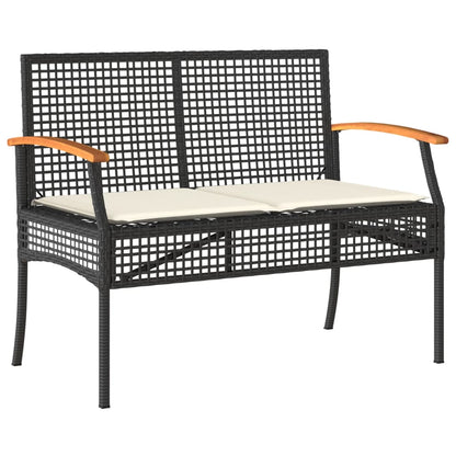 Set da Pranzo da Giardino 3 pz con Cuscini Nero in Polyrattan - homemem39