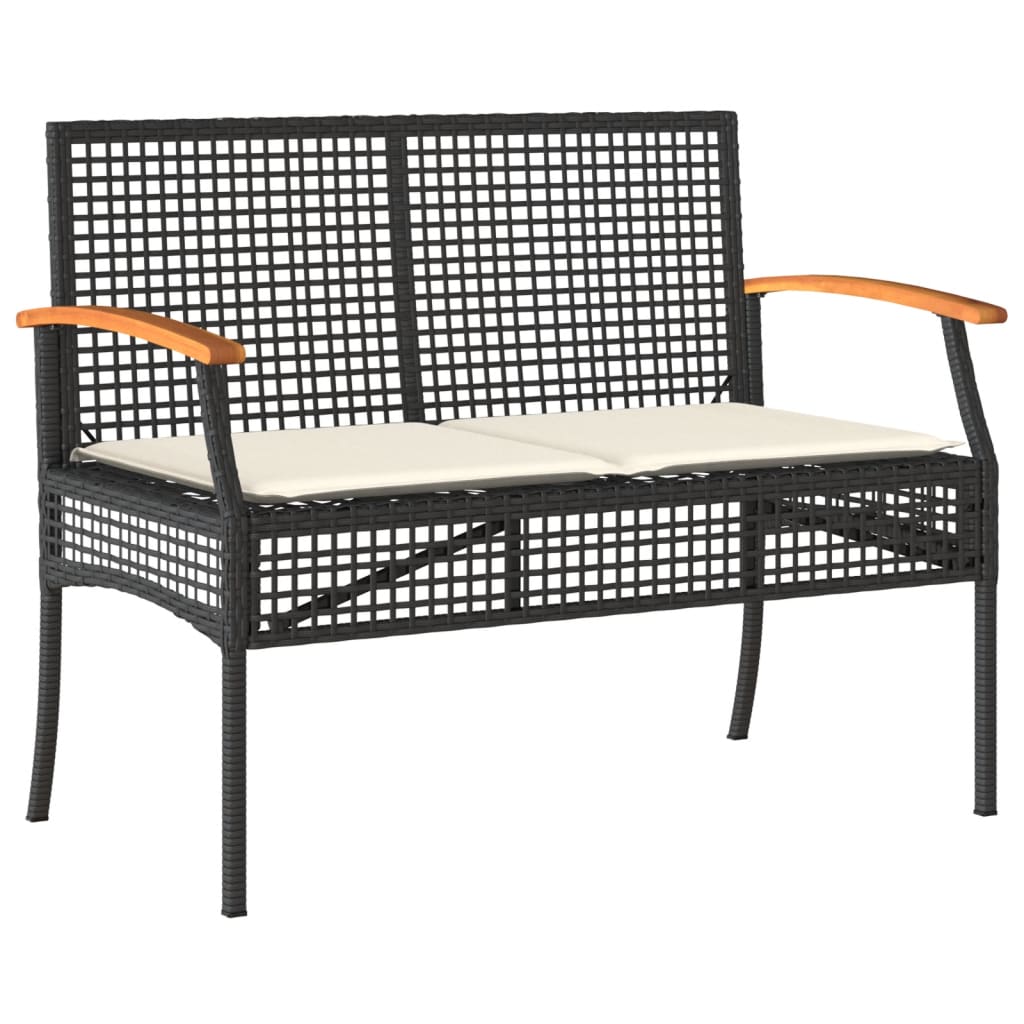 Set da Pranzo da Giardino 4 pz con Cuscini Nero in Polyrattan - homemem39