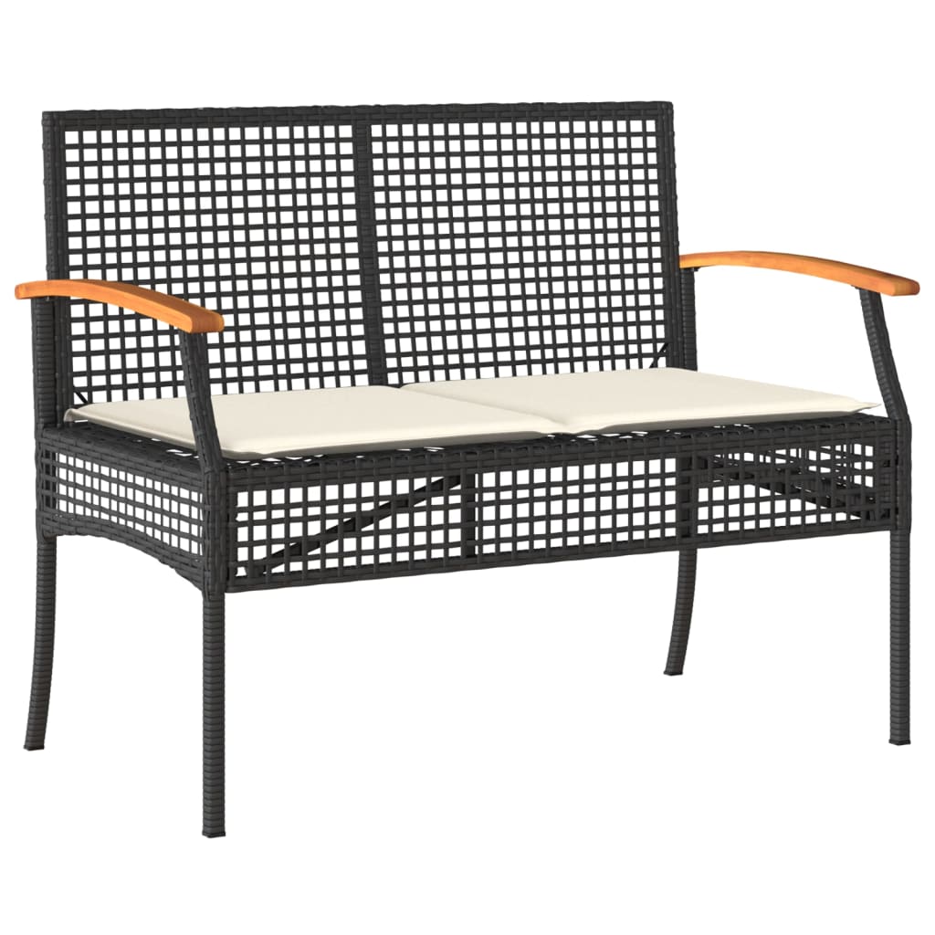 Set da Pranzo da Giardino 5 pz Nero con Cuscini in Polyrattan - homemem39