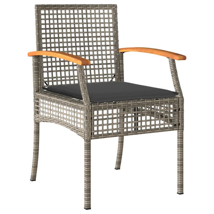 Set da Pranzo da Giardino 3 pz con Cuscini in Polyrattan Grigio