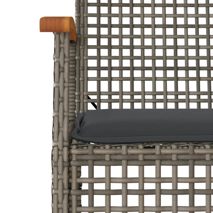 Set da Pranzo da Giardino 3 pz con Cuscini in Polyrattan Grigio