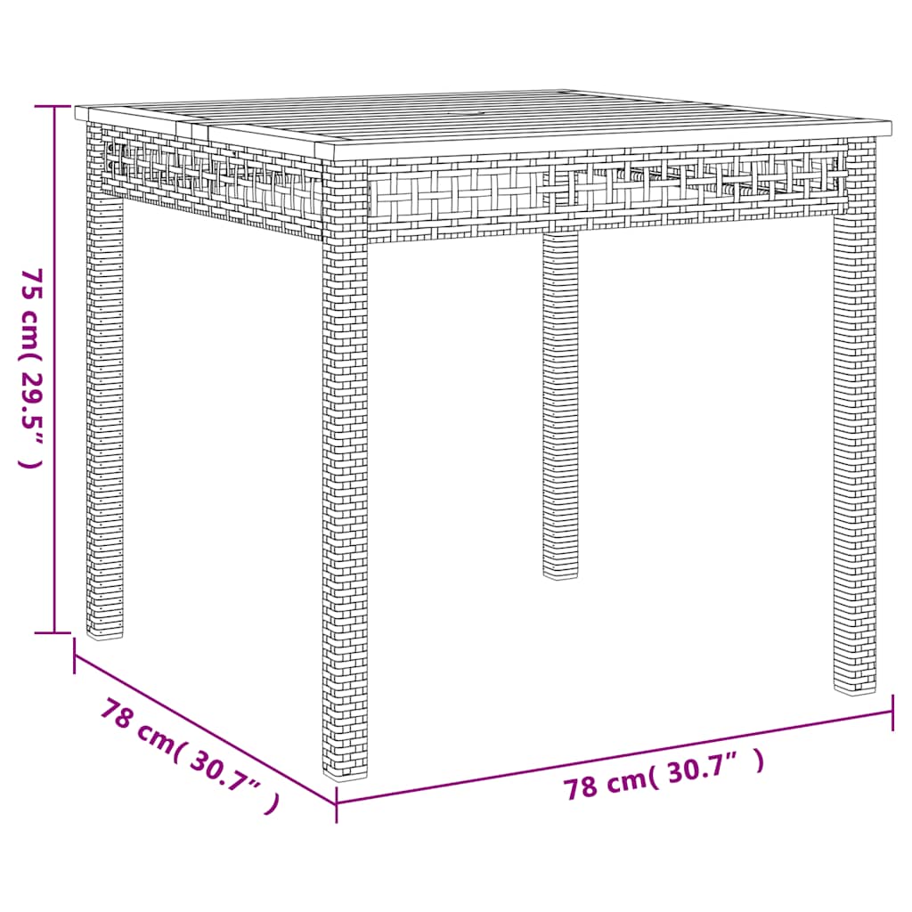 Set da Pranzo da Giardino 3 pz con Cuscini in Polyrattan Grigio