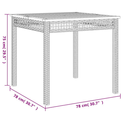 Set da Pranzo da Giardino 3 pz con Cuscini in Polyrattan Grigio