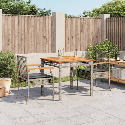 Set da Pranzo da Giardino 3 pz con Cuscini in Polyrattan Grigio - homemem39