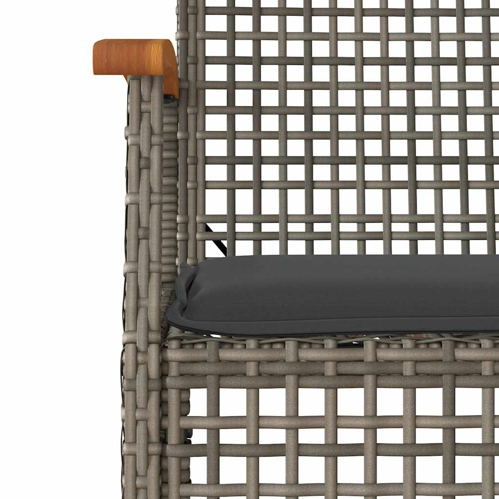 Set da Pranzo da Giardino 7 pz con Cuscini in Polyrattan Grigio