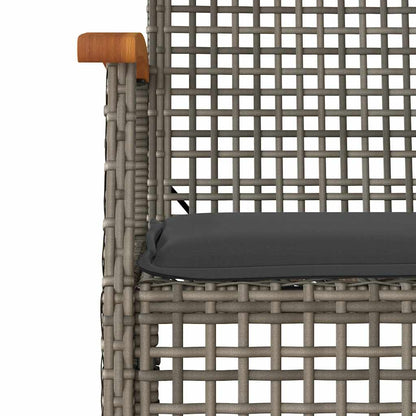 Set da Pranzo da Giardino 7 pz con Cuscini in Polyrattan Grigio