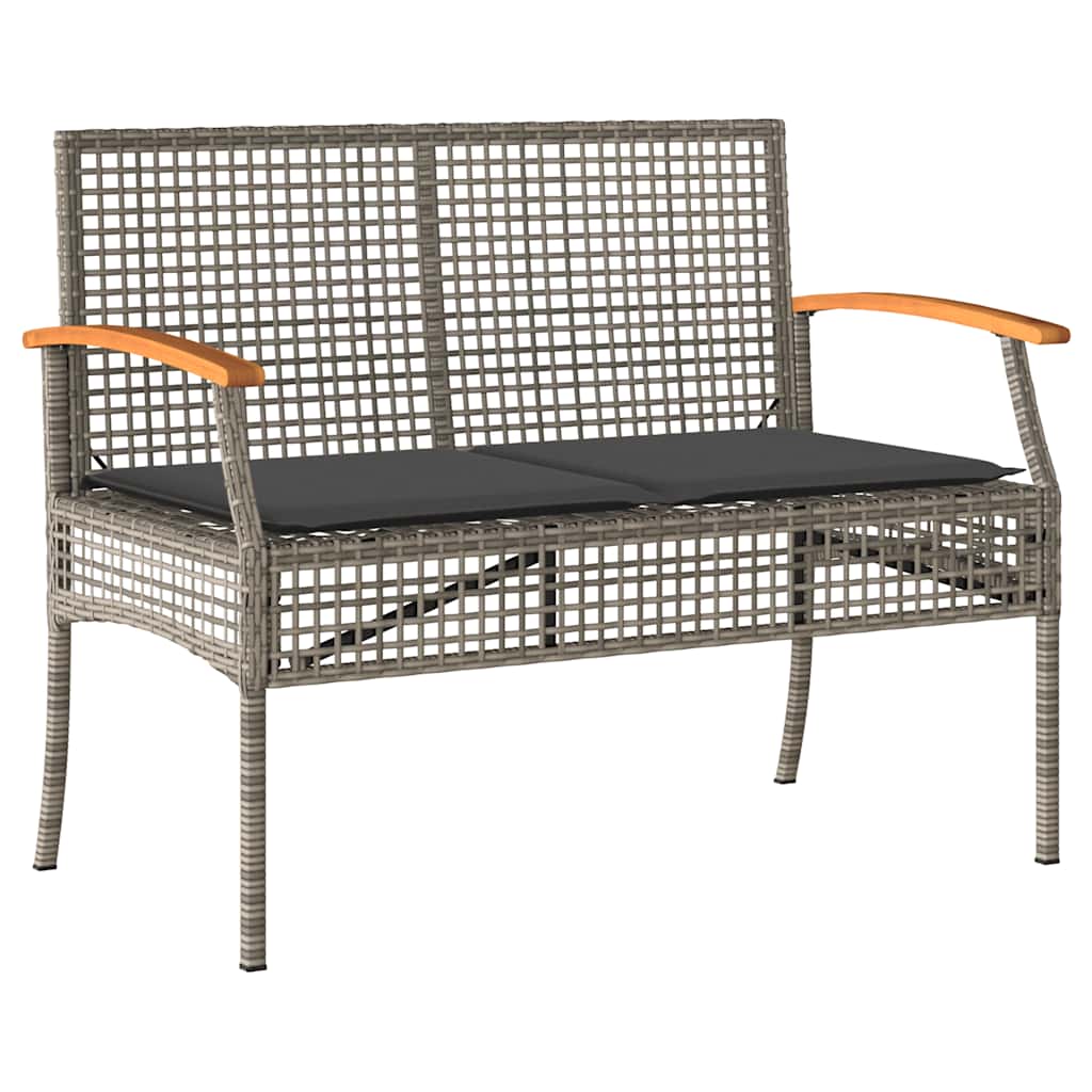 Set da Pranzo da Giardino 3 pz con Cuscini in Polyrattan Grigio | homemem39