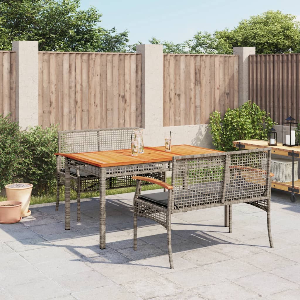 Set da Pranzo da Giardino 3 pz con Cuscini in Polyrattan Grigio - homemem39