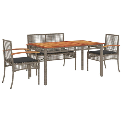 Set da Pranzo da Giardino 5 pz con Cuscini in Polyrattan Grigio - homemem39