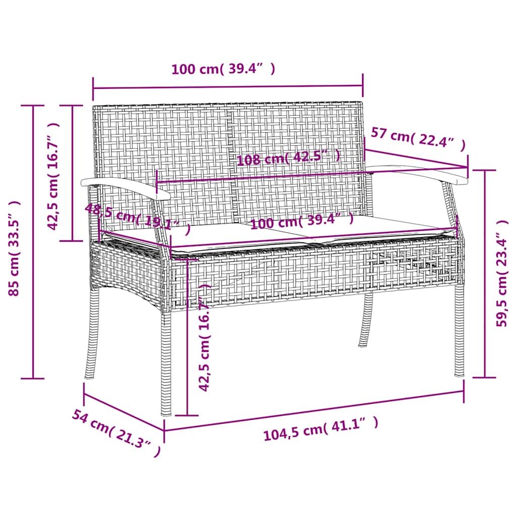 Set da Pranzo da Giardino 5 pz con Cuscini in Polyrattan Grigio | homemem39