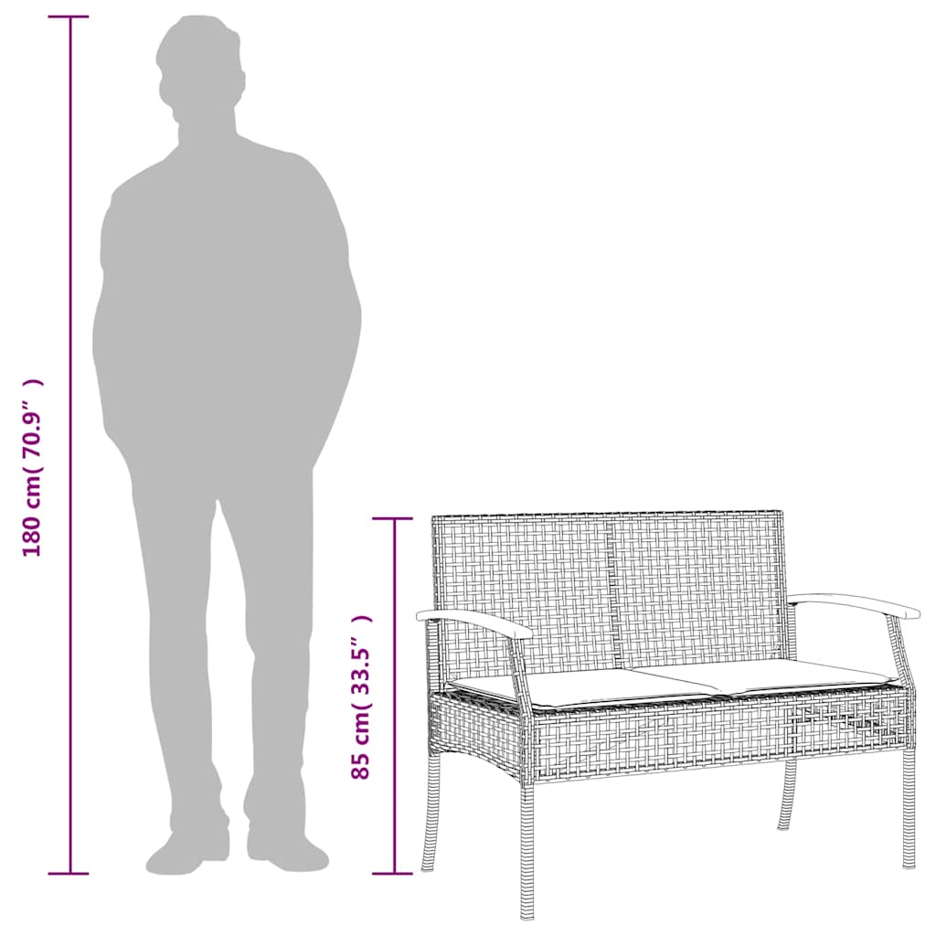 Set da Pranzo da Giardino 3 pz con Cuscini Beige in Polyrattan | homemem39