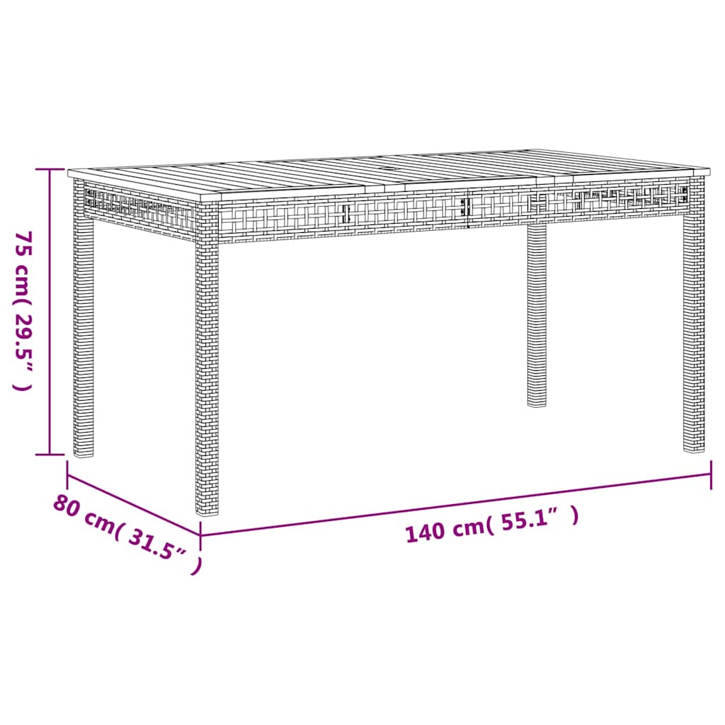 Set da Pranzo da Giardino 3 pz con Cuscini Beige in Polyrattan | homemem39