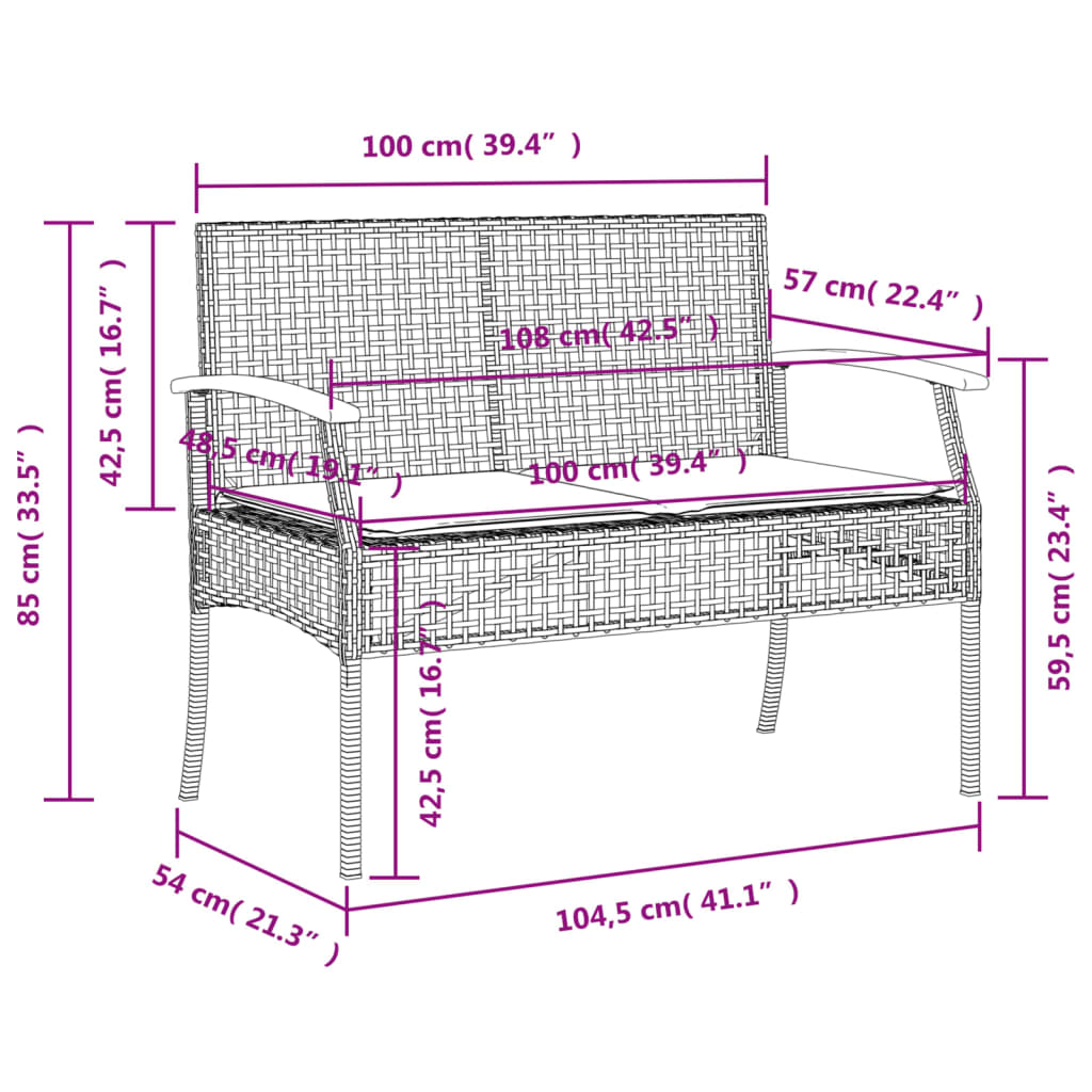 Set da Pranzo da Giardino 5 pz con Cuscini Beige in Polyrattan | homemem39