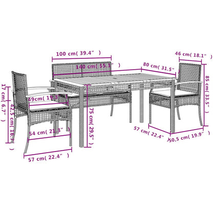 Set da Pranzo da Giardino 5 pz con Cuscini Beige in Polyrattan | homemem39