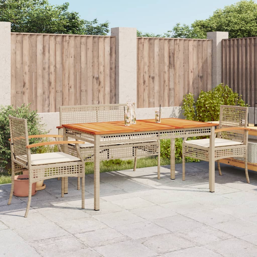 Set da Pranzo da Giardino 5 pz con Cuscini Beige in Polyrattan | homemem39