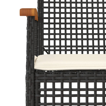 Set da Pranzo da Giardino 5 pz Nero con Cuscini in Polyrattan - homemem39