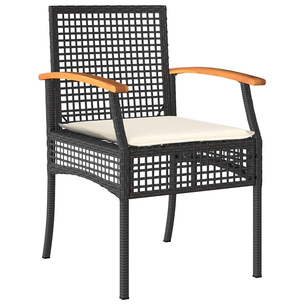 Set da Pranzo da Giardino 7 pz Nero con Cuscini in Polyrattan | homemem39