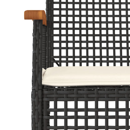Set da Pranzo da Giardino 7 pz Nero con Cuscini in Polyrattan - homemem39