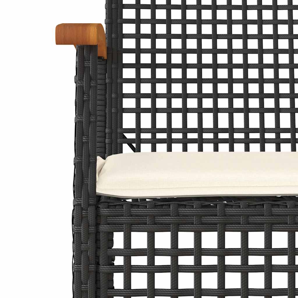 Set da Pranzo da Giardino 3 pz con Cuscini Nero in Polyrattan | homemem39