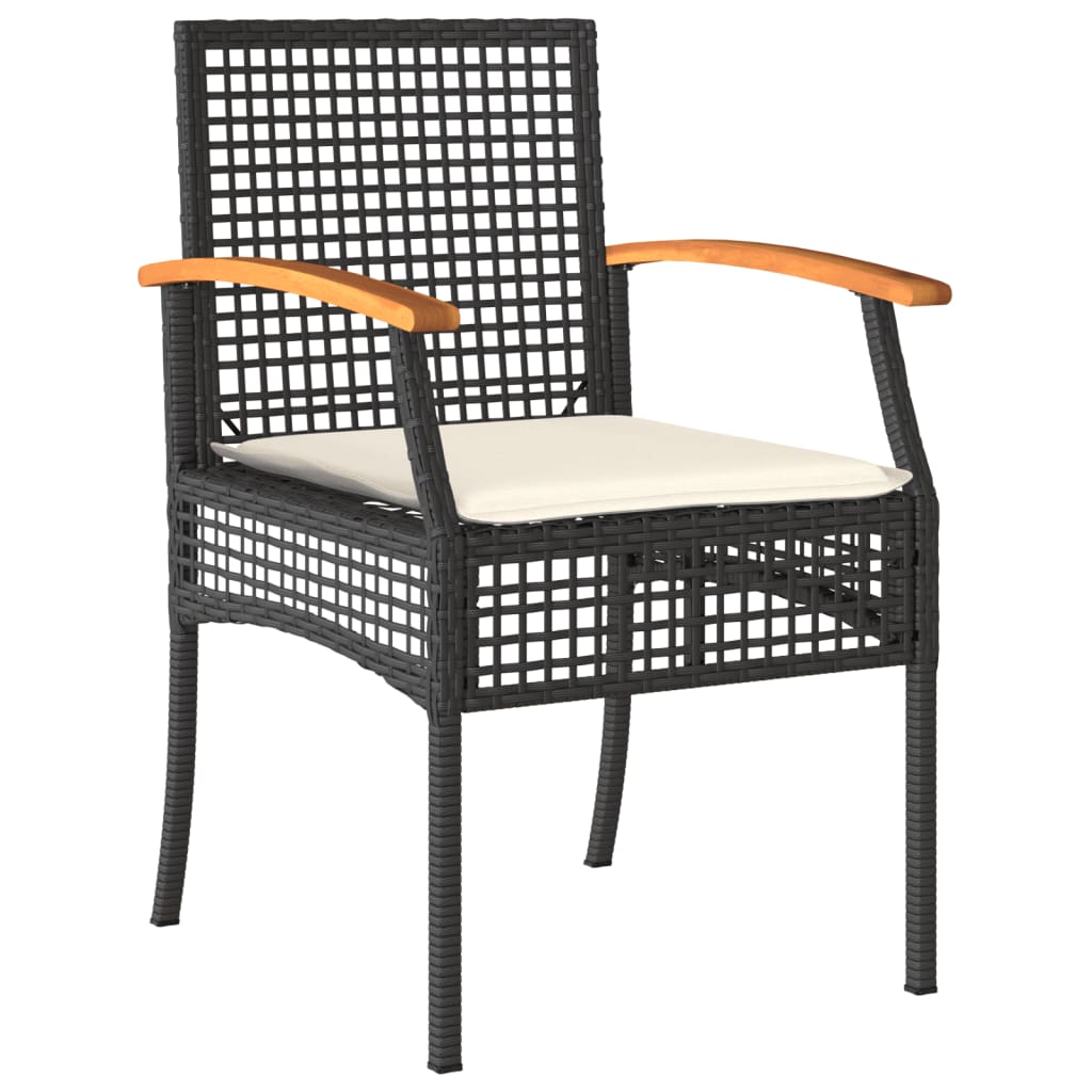 Set da Pranzo da Giardino 7 pz Nero con Cuscini in Polyrattan - homemem39