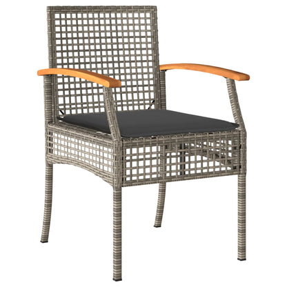 Set da Pranzo da Giardino 3 pz con Cuscini in Polyrattan Grigio