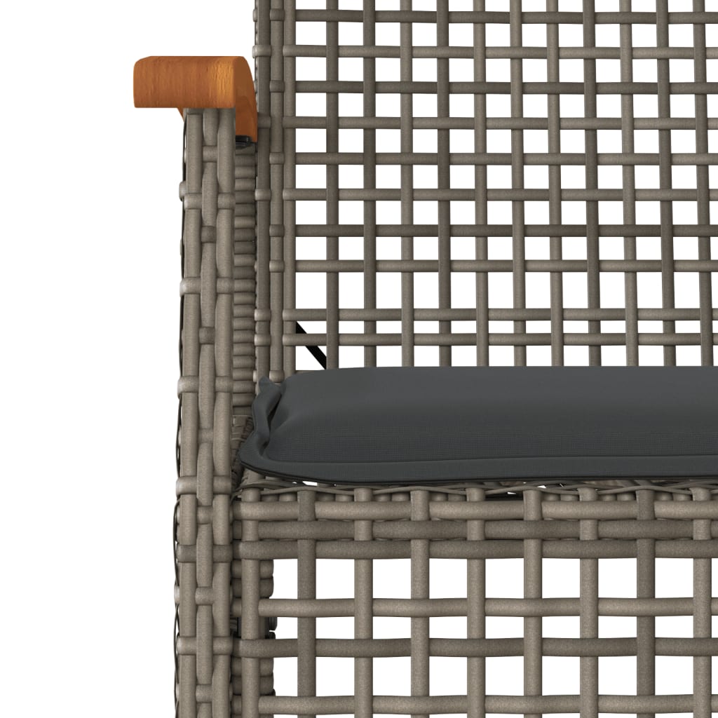 Set da Pranzo da Giardino 3 pz con Cuscini in Polyrattan Grigio - homemem39