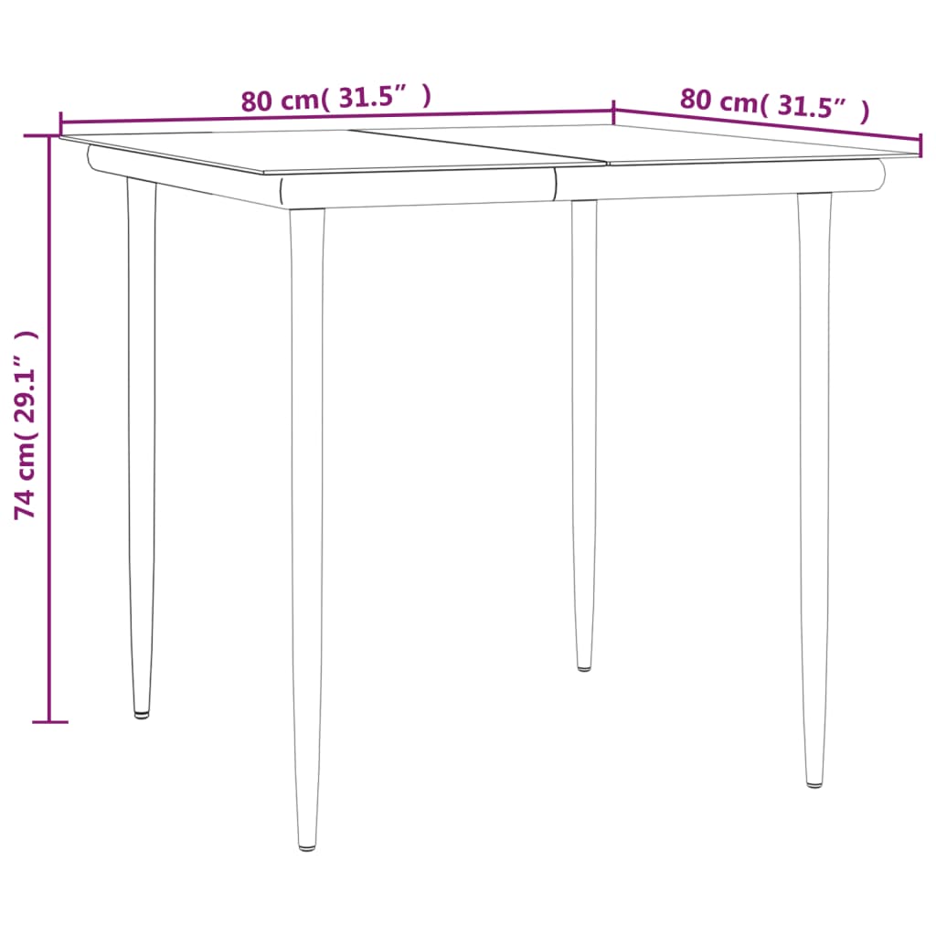 Set da Pranzo da Giardino 3 pz con Cuscini in Polyrattan Grigio