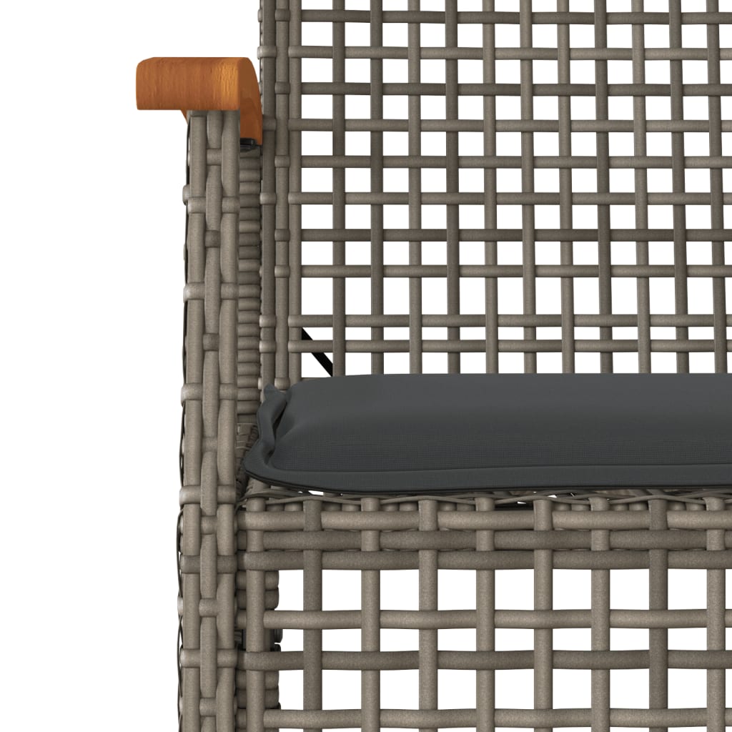 Set da Pranzo da Giardino 5 pz con Cuscini in Polyrattan Grigio