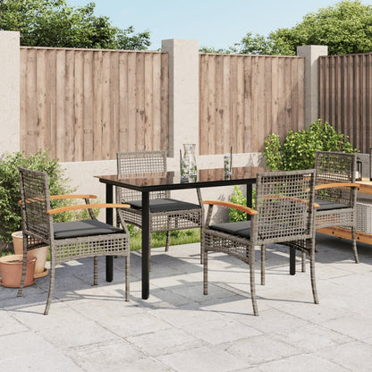 Set da Pranzo da Giardino 5 pz con Cuscini in Polyrattan Grigio - homemem39
