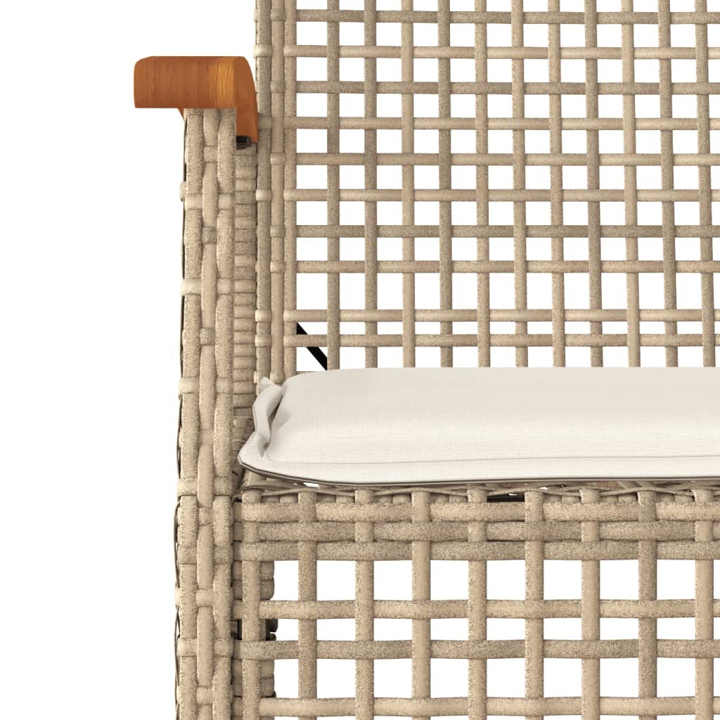 Set da Pranzo da Giardino 3 pz con Cuscini Beige in Polyrattan