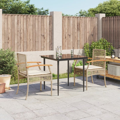 Set da Pranzo da Giardino 3 pz con Cuscini Beige in Polyrattan - homemem39