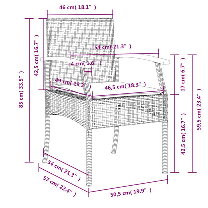 Set da Pranzo da Giardino 7 pz con Cuscini Beige in Polyrattan