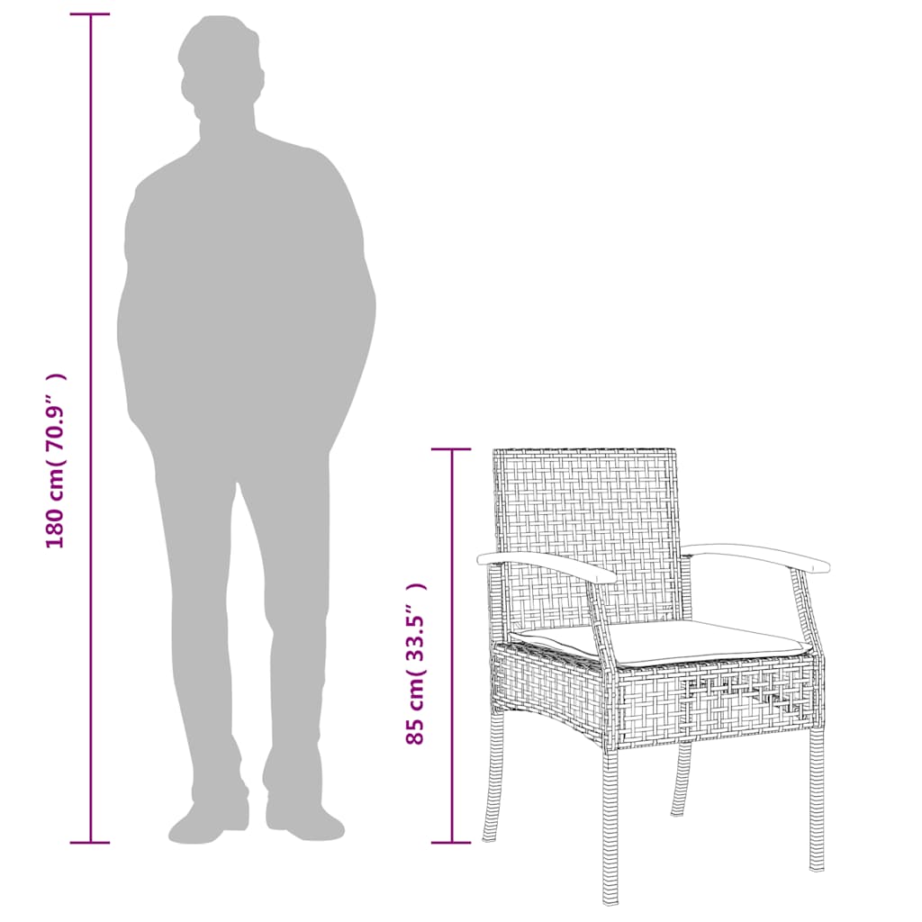 Set da Pranzo da Giardino 7 pz con Cuscini Beige in Polyrattan | homemem39