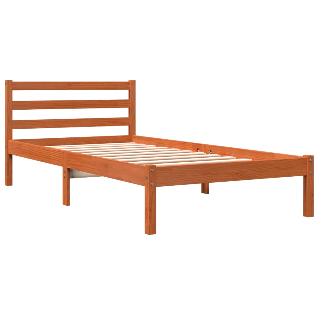 Letto senza Materasso Marrone Cera 75x190 cm in Legno di Pino - homemem39