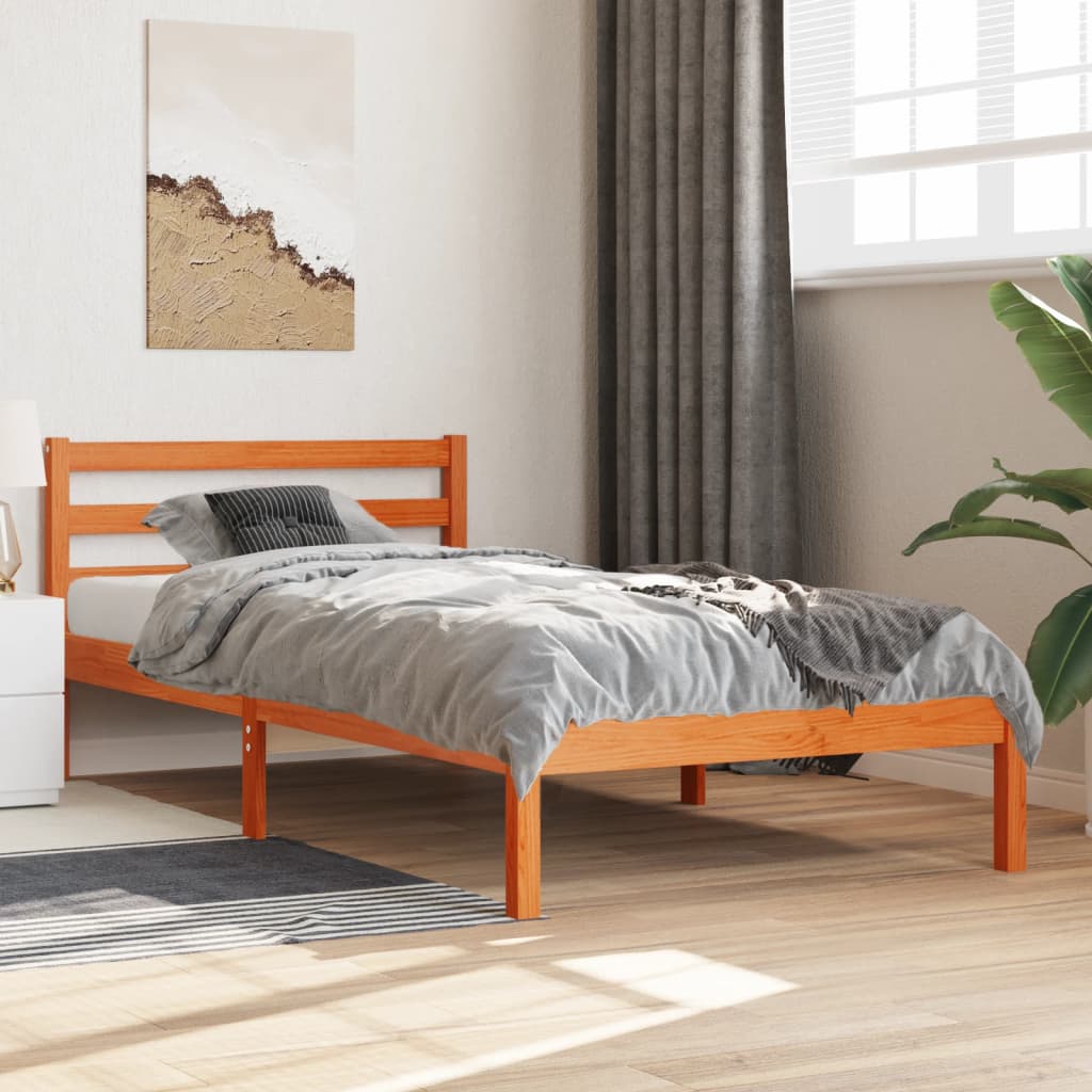 Letto senza Materasso Marrone Cera 75x190 cm in Legno di Pino - homemem39