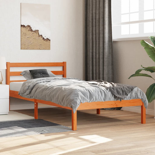 Letto senza Materasso Marrone Cera 75x190 cm in Legno di Pino - homemem39